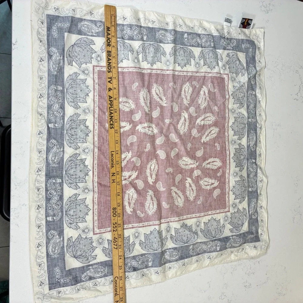 Vtg EXP Jeans Bandana Paisley Floral Cotton Square Scarf Boho Western Americana